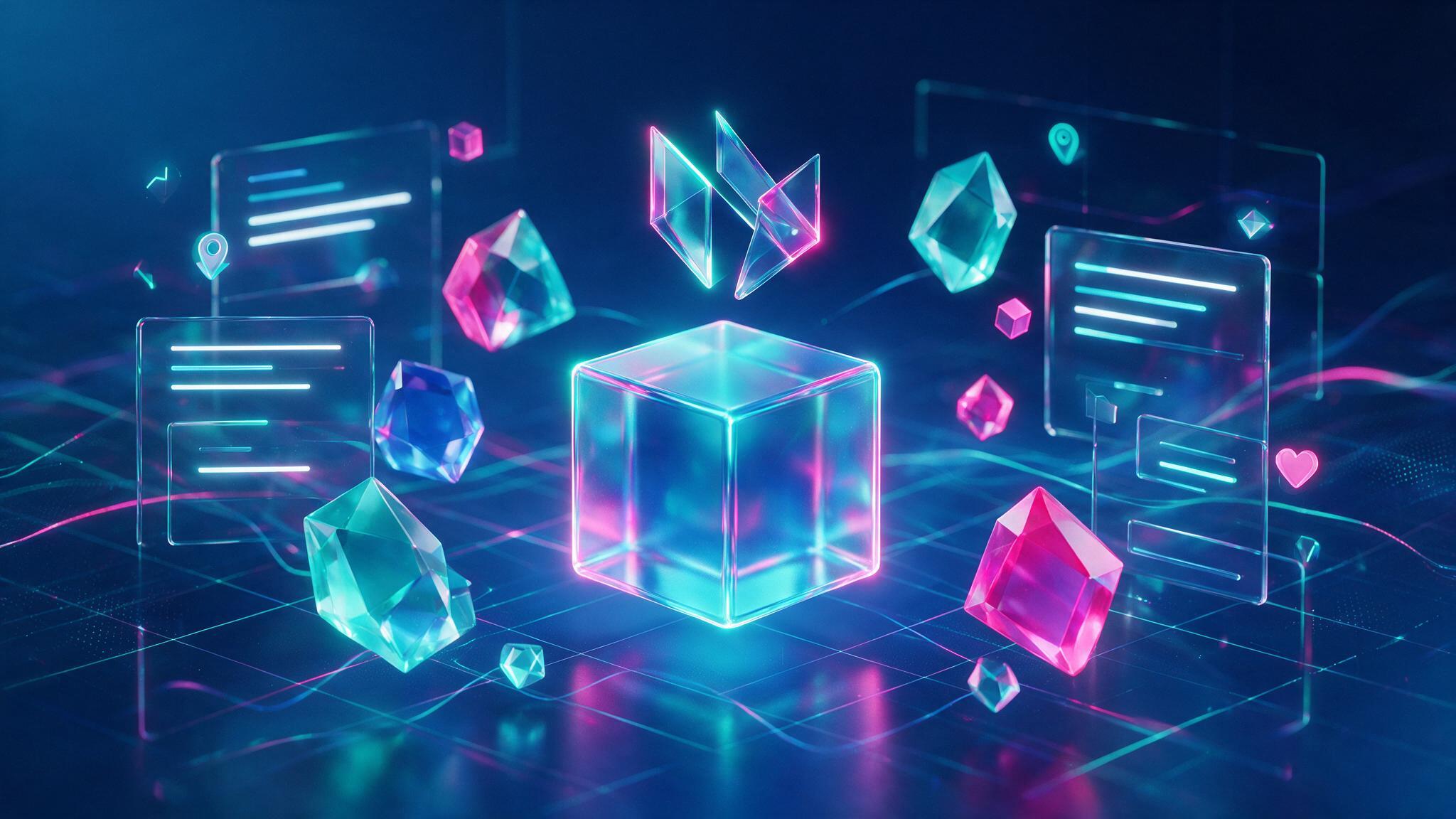 Logo design and visual identity system in neon glass