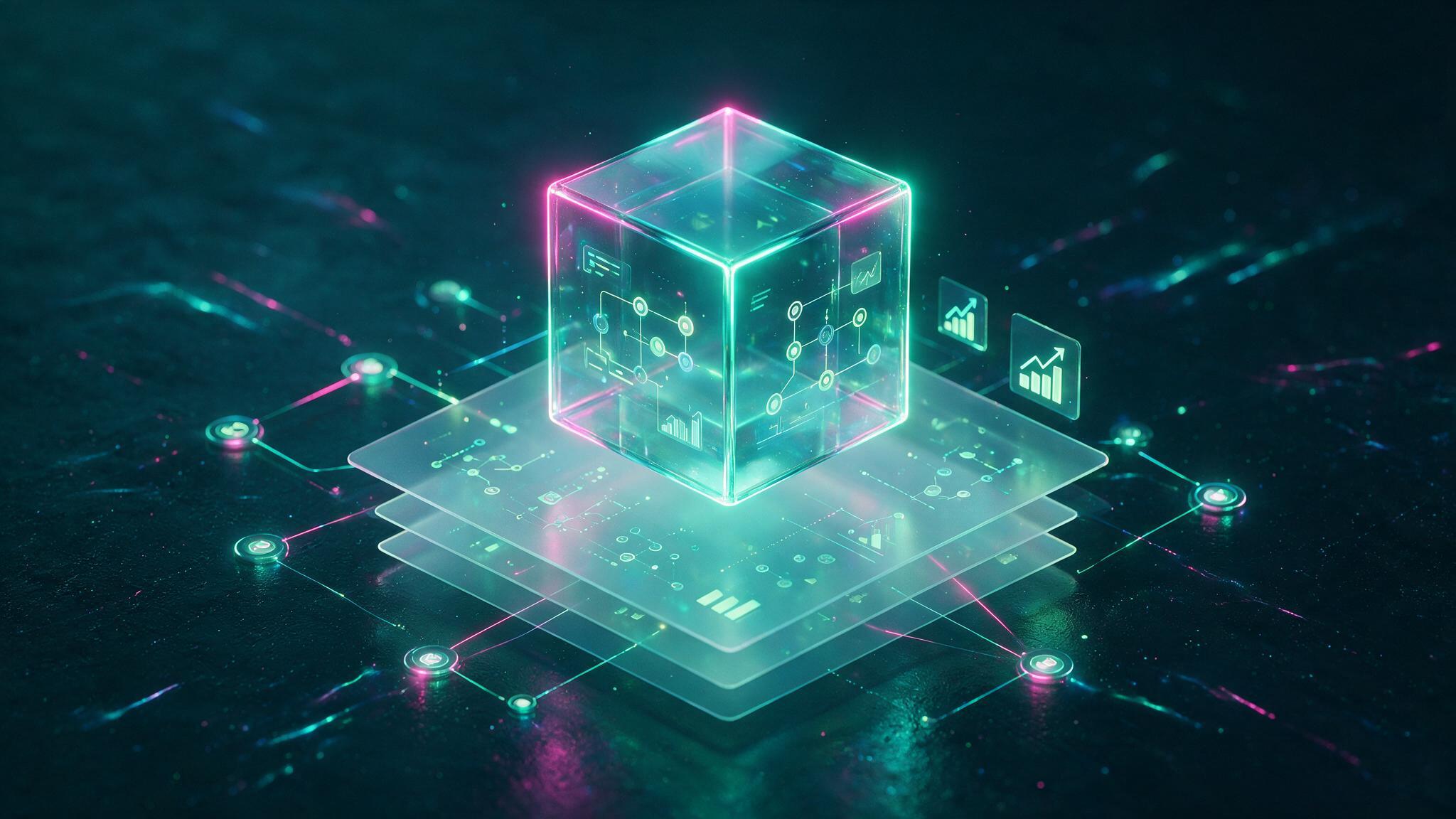 Digital transformation consulting roadmap cube with connected planning layers