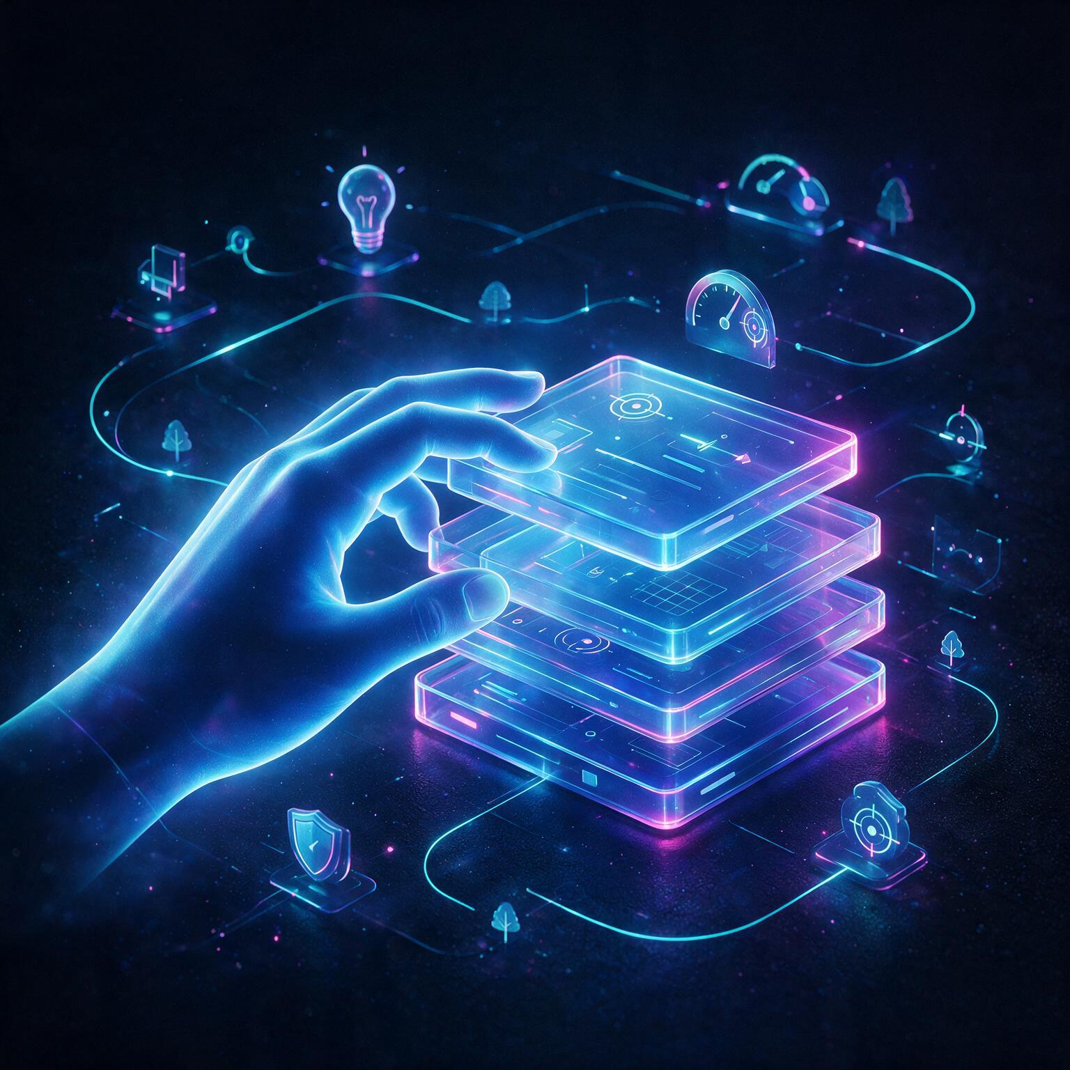 Neon instructional design learning architecture with layered course modules